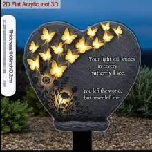 2D Flat, 1pc Heart-Shaped Stone With Garden Marker - Flat Acrylic Outdoor/Decor Accent, Suitable For Soil, Patio, Flower Beds - Can Be Installed As Ground Stake, For Plants, Landscaping, Weddings And Decoration - Stylish Gift, 2D Flat - A - View 4