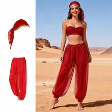 一套肚皮舞服装，包含饰品、硬币、头巾、舞蹈服、表演配饰、头饰、民族风帽子（外包装随机）。女士成人舞蹈服装，亮片宽松裤，肚皮舞服装，纱丽亮片裙风格灵感，适合锐舞派对。适用于节日、派对、夜店、海滩、异域风情服装装饰、波西米亚风、复古风。产品颜色随机发货。 - 彩色 - 查看 13