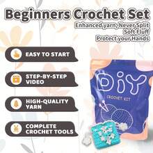 1pc DIY Crochet Material Kit For Handmade Coin Purse & Earphone Case(Accessories In Random Color) - Snow - View 5