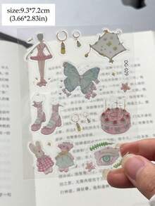 1 pièce Stickers en gelée de style Ins, stickers décoratifs mignons de ballet, papillon, ours pour journal, étui de téléphone, tablette - autocollant - Voir 5