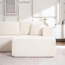 The Living Room Is Equipped With A Single Sofa Bed - A Modern Leisure Sofa In U-Typ - With A Modular Sofa, Without A Single Sofa Bed With Lamps And Covers. - White - View 4