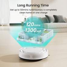 LEFANT M210(T) Robot Vacuum 3.1in Ultra Slim 11in Diameter Self-Charge 2200Pa Suction 120Mins Voice Control Pet Hair Carpet Precise Avoidance, Ideal For Cleaning Hard Floors In Kitchens And Living Rooms, White - 白色 - 查看 6
