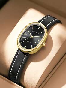 SUNLIFEX Elegant Minimalist Fashion Casual Retro High-End Women's Watch, Rhinestone Inlaid Dial, Leather Strap, Square Dial Design - Gold - View 17