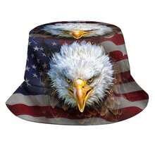 American Flag Bucket Hats Fashion Sun Cap Packable Fisherman Hat For Women Men Patriotic USA Flag Hat - AngryBaldEagleonAmericanFlag1 - View 1