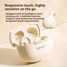 Lenovo 这款夹式蓝牙耳机采用开放式设计，升级至蓝牙5.4，有效防止漏音，佩戴舒适，延迟低。它是运动、音乐和游戏的理想之选。兼容苹果、华为、小米和OPPO手机，黑色。 - 黑色 - 查看 6