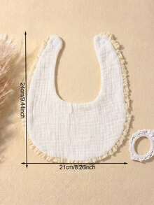 6件套白色棉纱布可爱婴儿围兜，适合四季日常使用 - 彩色 - 查看 2