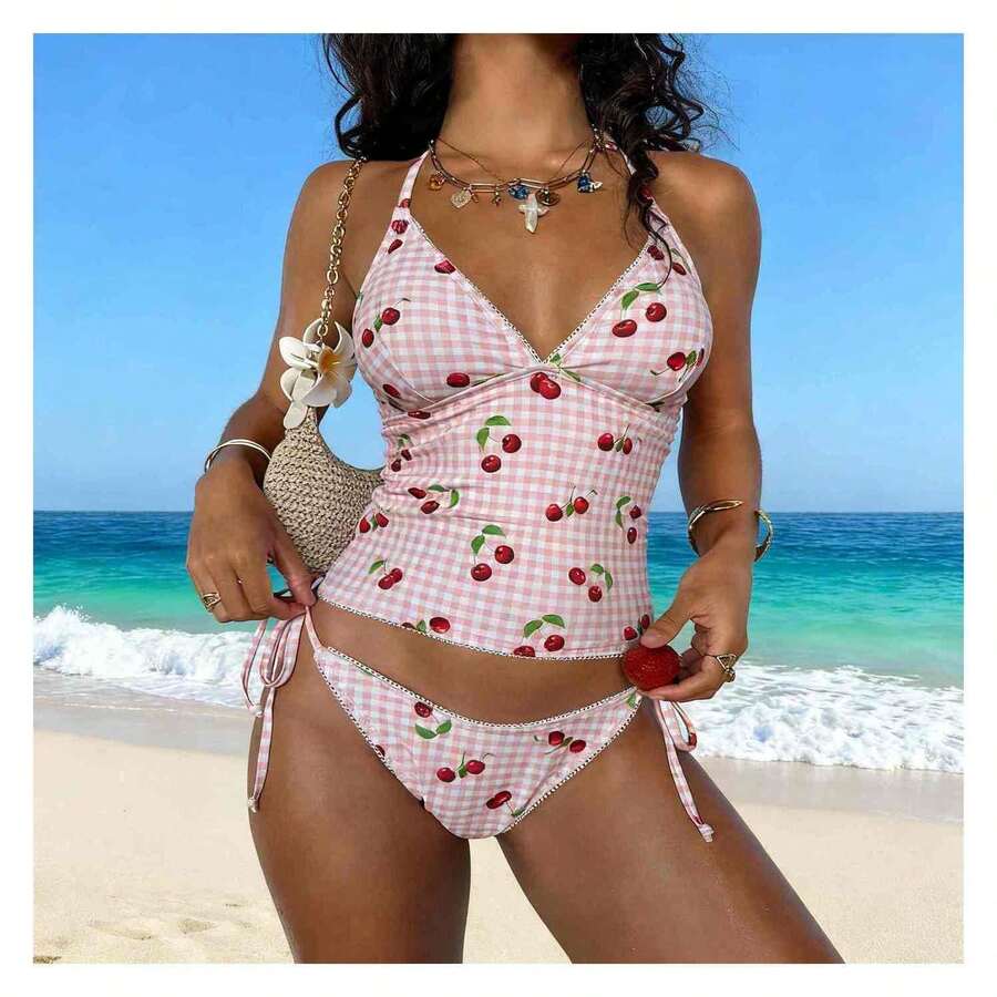 Women's Tankini SwimsuitGingham - Sweetheart Neckline Two Piece Bathing Suit For Women Vintage Retro Swimwear UPF 50+ Quick Dry - 多色540 - 查看 1