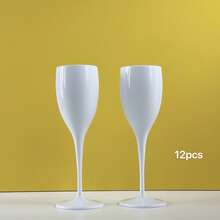 5盎司陶瓷香槟杯 - 不易碎高脚杯，可重复使用 - 时尚现代，适合居家、婚礼、烘焙、情人节、儿童派对、周年纪念、父亲节、母亲节、复活节、假日野餐、新年派对等场合 - 查看 6