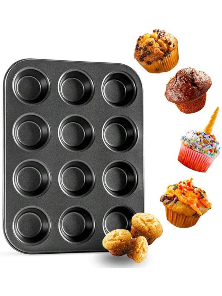 Bandeja de Molde Para 12 Mini Cupcakes, Molde Para Moffins Antiadherente - Añade 1