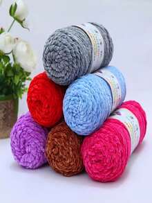 1pc 3-Ply Chenille Yarn, Thick Knitting Yarn For Shoes, Sweaters, Scarves, Hats - A19 - View 2