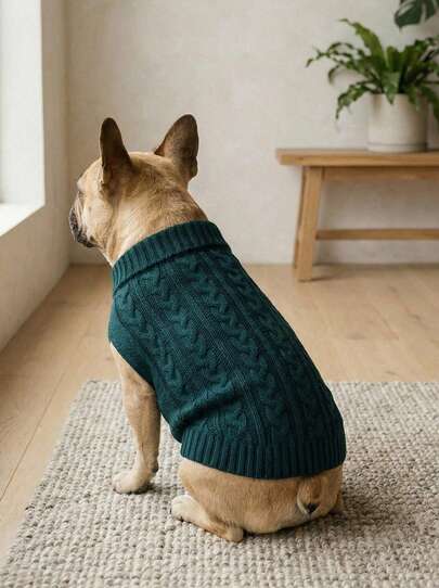 PETSIN 1 件经典宠物毛衣柔软舒适针织衫，适合中大型犬，高领设计，弹性保暖，适合法国斗牛犬、拉布拉多犬、罗威纳犬的小狗冬季服装