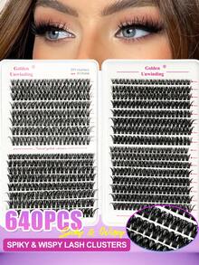 640pcs D-Curl Natural Look False Eyelashes, 20D+30D+40D+5D+60D+80D Mixed Styles, Thick Black, Suitable For Beginners, Large Capacity Lash Book, Synthetic Cartoon Classic Fake Lashes, Long-Lasting And Durable, Suitable For Daily, Party, Wedding, Christmas, Music Festival And Other Occasions - D - Xem 4