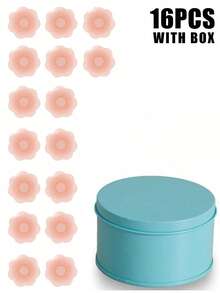 2/6/12 piezas Cubrepezones reutilizables para mujeres, pétalos de silicona invisibles para el pecho con estuche de viaje - Multicolor - Ver 20