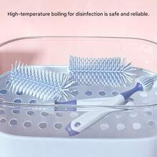 1 套 [3 件装] 婴儿硅胶奶瓶刷、安抚奶嘴刷、吸管清洁工具、奶瓶口刷，6 合 1 套装 - 亮橙色 - 查看 7