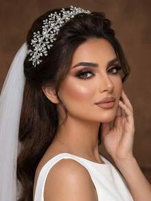 1pc Sparkling Crystal Bridal Headband, Handmade Women Hair Hoop Headpiece Suitable For Wedding, Party, Ball,Summer,Beach - Multicolor - View 2