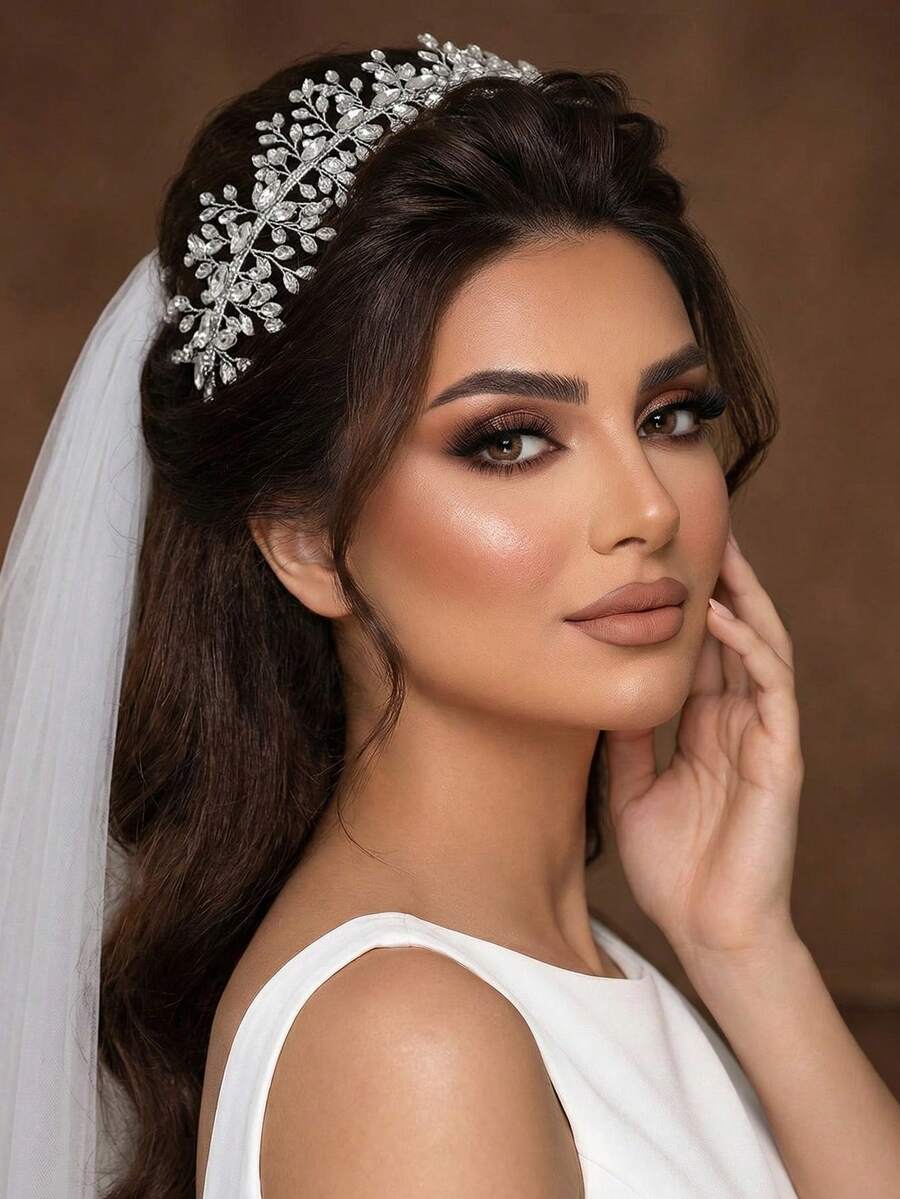 1pc Sparkling Crystal Bridal Headband, Handmade Women Hair Hoop Headpiece Suitable For Wedding, Party, Ball,Summer,Beach