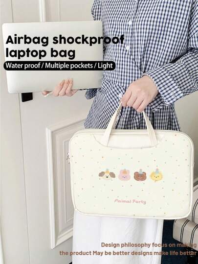 This One-Piece Laptop Tote Bag Features A Colorful Polka Dot Cartoon Bear Pattern. Made Of PU Leather, It's Waterproof And Shockproof, Suitable For 16-Inch/15-Inch/14-Inch Laptops. Lightweight And Practical, It's Designed For Travel And Makes A Perfect Gift For Ramadan.