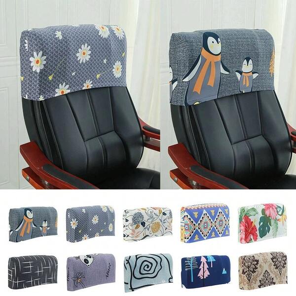 Cartoon Panda Penguin Rose Pattern Style Chair Back Protection Dustproof Backrest Slipcover Elastic Office Chair Backrest Cover Chair Head Cover Chair Back Sleeves Backrest Slipcover Accessories