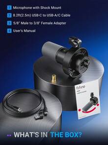 Mikrofon Dinamis Studio XLR/USB, Mikrofon Kondensor Kardioid Cocok Untuk Rekaman Vokal, Musik, Live Streaming, Gaming, Dengan Jack Headphone 3.5mm Dan Tombol Mute, Bodi Logam Hitam, FIFINE K688 Versi Global - Hitam - View 9