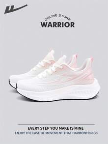 WARRIOR 女式时尚复古运动鞋，春夏舒适跑步鞋，简约休闲又不失时尚感，四季皆宜，耐磨耐穿，适合全天穿着的训练鞋，软底设计。 - 白/粉 - 查看 1
