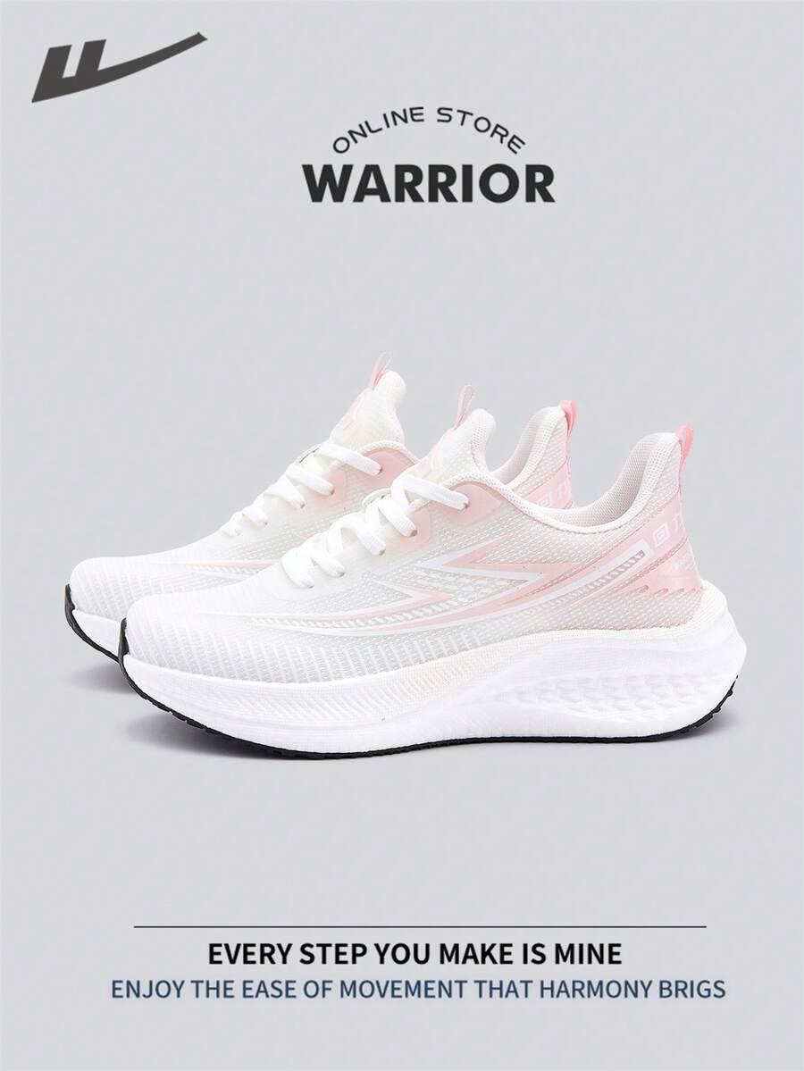 WARRIOR 女式时尚复古运动鞋,春夏舒适跑步鞋,简约休闲又不失时尚感,四季皆宜,耐磨耐穿,适合全天穿着的训练鞋,软底设计。 - 白/粉 - 查看 1