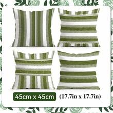 4pcs Vintage Olive Green Striped Wave Pattern Single-Sided Printed Throw Pillow Covers, Decorative Pillow Covers Suitable For Living Room Sofa Bedroom, Pillow Inserts Not Included - Multicolor - View 14