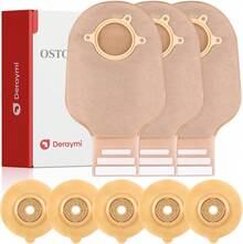 ¡RecomendadoDERAYMI 30 bolsas de colostomía, bolsa de ostomía convexa, suministros de colostomía de dos piezas, bolsas de ostomía drenables para piel con arrugas irregulares, estoma irregular, 45 mm máx. (20¡Top de Temporada - 20 bolsas + 10 barreras convexas - Ver 8