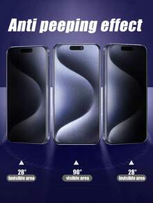 5pcs Matte Anti-Spy Tempered Glass Screen Protector, 9H Hardness, Physical Anti-Fingerprint, Frosted Screen Gloss, Anti-Glare, Silk-Printed Edge Protection, Compatible With IPhone11/12/13/14/15/16/17 Pro Max And Other Models - Black - View 2