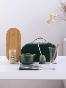 Set de inicio portátil de Matcha de 9 piezas, Set de batidor de Matcha, Set para hacer Matcha, Set de regalo de Matcha (incluye tazón de Matcha, batidor de bambú de Matcha, cuchara de té, soporte para batidor, tamiz de Matcha, taza de té, tapete de té, bandeja de té), regalo para el hogar - Bolsa portátil verde - Ver 13