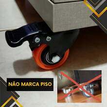 Jogo 12 Rodízios 1.1/4 E 1.1/2 Giratório 360 Graus Mesas Cadeiras Móveis Bancada Resistente Silencioso Premium - CARGA PESADA 1.1/2 VERMELHO - Visão 4