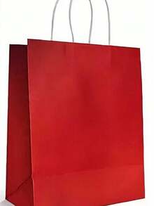 Kraft Paper Bag With Handle - For Gifts And Stores, 10 Units, Various Colors, Sizes 14x21, 18x24, 24x33 - 紅色 - 查看 4