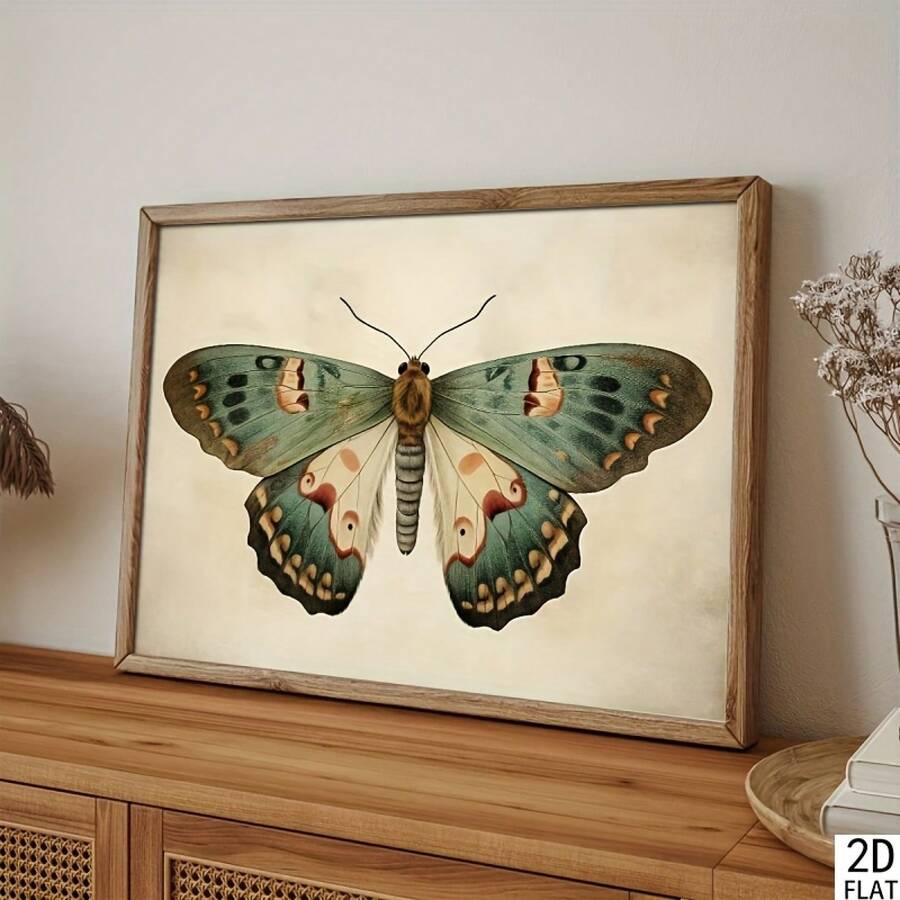 1 pieza de arte de pared bohemio vintage con mariposas en verde salvia, decoración de polillas para sala de estar, dormitorio, oficina en casa - Tema floral rústico del bosque, decoración para dormitorio, apartamento, restaurante, decoración bohemia para el hogar. - negro - Ver 1