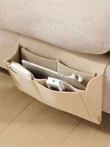 1PC Felt Hanging Storage Bag 3 Pockets Multifunctional Organizer Magazines Books Tablets Cables Remote Bottles Space Saving Closet Bedside Sofa Storage Holder Dorm Room College Students Adults Home Organization Back To School Season Storage Bag Storage Box Hanging Organizer - Multicolor - View 6
