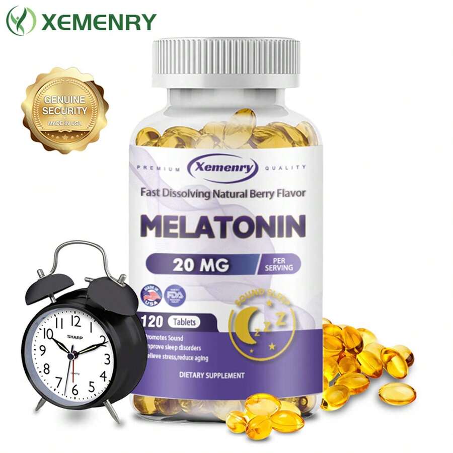 XEMENRY Melatonin 20mg - Fall Asleep Naturally, Promotes Relaxation And Calmness, Adjusts Jet Lag, Improves Immunity, Gluten Free - 120pcs - 一瓶 - 試用階段 - 查看 1