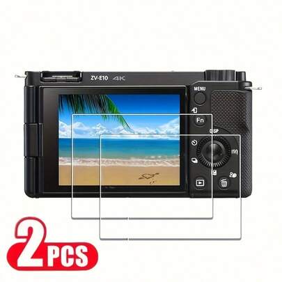 2 piezas Protector de pantalla de vidrio templado, compatible con ZV-E10/ZV0-E10K/A1/A2 - Anti-arañazos, alta definición, dureza 9H, protección de cámara, funda de cámara de moda, accesorio de cámara duradero