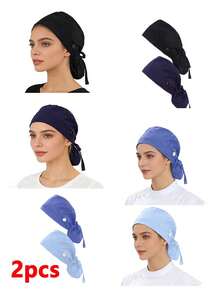Adjustable Work Cap With Button And Sweatband, Women's Ponytail Hole Design - Multicolor - View 1