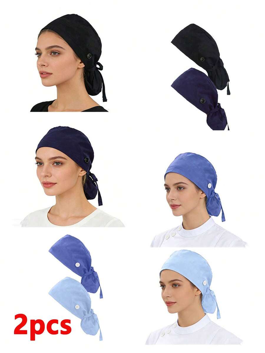 Adjustable Work Cap With Button And Sweatband, Women's Ponytail Hole Design - Multicolor - View 1