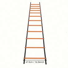 1pc Black Rope & Orange Slice Agility Ladder Speed Training Equipment, Sports Agility Ladder Fitness Ladder, Suitable For Football, Speed Training, Football Fitness Foot Training - Orange - View 3