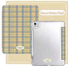 适用于 10/11 号、Air 11/13 号、Mini 6/7 的网格 - 透明亚克力背板，笔槽，Y 型折叠多角度设计，暖色调格子图案 - 彩色 - 查看 7