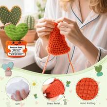 4pcs/Set Handmade Crochet Desktop Decor Ornaments, Cute Potted Plant Dolls, Great Birthday Gift For Best Friends, Sisters, Moms, Grandmas, Coworkers, Family, Keychain, Positive Emotion Support, Christmas, Valentine's Day, Thanksgiving, Room Decor, Plush Toys - Multicolor - View 10