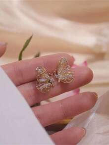 1 par de pendientes de botón elegantes con circonita cúbica para mujeres, para fiestas, compromisos, aniversarios, joyería, regalo del Día de San Valentín - 1# - Ver 8