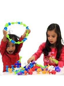 11pcs Soft Rubber Building Blocks With Suction Cups, Endless Combination, Parent-Child Interactive Toy, Children's DIY Educational Toy, Suction Cup Fun, Sticky Fun - Multicolor - View 7