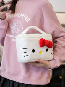 1个云朵造型3D毛绒化妆包，可爱卡通大容量高品质蓬松化妆品收纳袋 - 彩色 - 查看 3