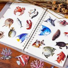 56 piezas Nuevas pegatinas realistas de animales marinos - Calcomanías de peces de PET transparente de alta calidad para manualidades creativas - 56 piezas - Ver 7