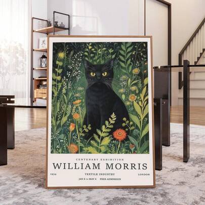 1pc Frameless Black Cat Floral Illustration Vintage Folk Art Style Poster Rustic Home Decor Aesthetic Wall Art Print Funkyposters For Wall Prints For Wall Room Decor Bedroom Dorm Essentials College Room Gift For Cat Lovers