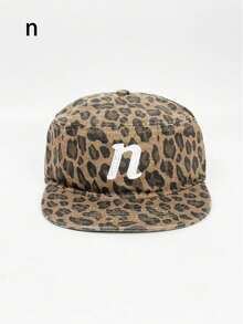 1pc Men's G Letter Embroidered Leopard Print Snapback Hat, Street Hip Hop Cap, Warm Sun Protection Plaid Flat Brim Hat, Christmas Gift - A - View 14