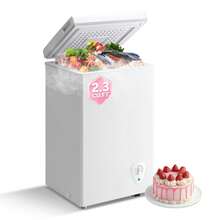WANAI 2.3 CU.FT. Chest Freezer Small Freezer, Deep Freezers Compact Free-Standing Top Door Adjustable 7 Thermostat And Removable Basket Open Deep Freezer Apartment Kitchen, White - US B Type Plug(110-127V) - View 9