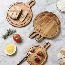 1pc Round Wooden Bread/Cutting Board, Steak Platter, Cake Stand, Fruit & Dessert Serving Tray - Brown - View 3