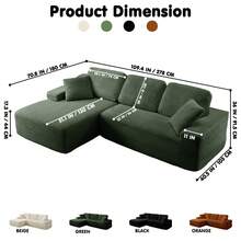 109"Boneless Sofa With Chaise, Modular Sectional Sofa, L-Shaped Cloud Couch With Deep Seat, Convertible Sofa Bed For Living Room, No Assembly Required - 綠色 - 查看 2
