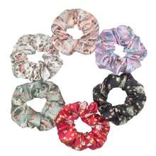 6 unids/lote Scrunchies de satén accesorios de moda para mujer estampado Ditsy Floral banda elástica para el cabello Cola de Caballo titular corbata de goma leopardo lindo AWAY - PJ319-03 - Ver 2